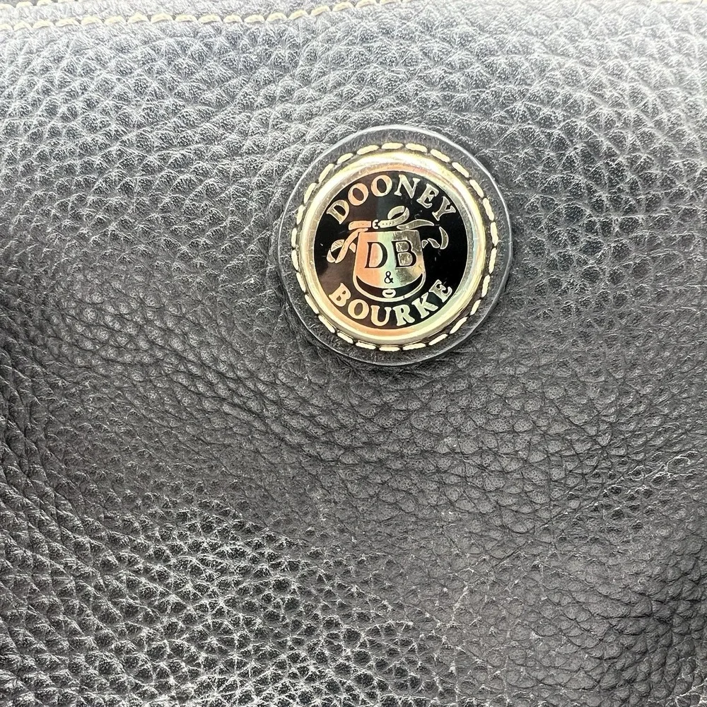 Vintage Dooney & Bourke Black Large Leather Double Handle Zipper Shoulder Bag - Picture 9 of 9